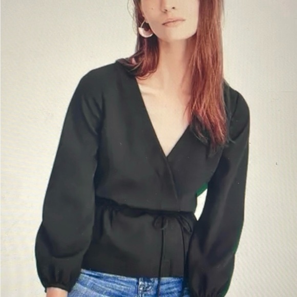 New J Crew Ivory Faux Wrap Top Blouse SZ 8 - Picture 9 of 12